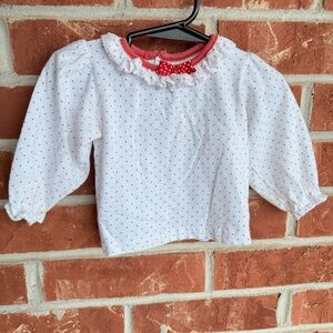 Vtg busterbrown White Polka Dot Baby Top with Red Accents